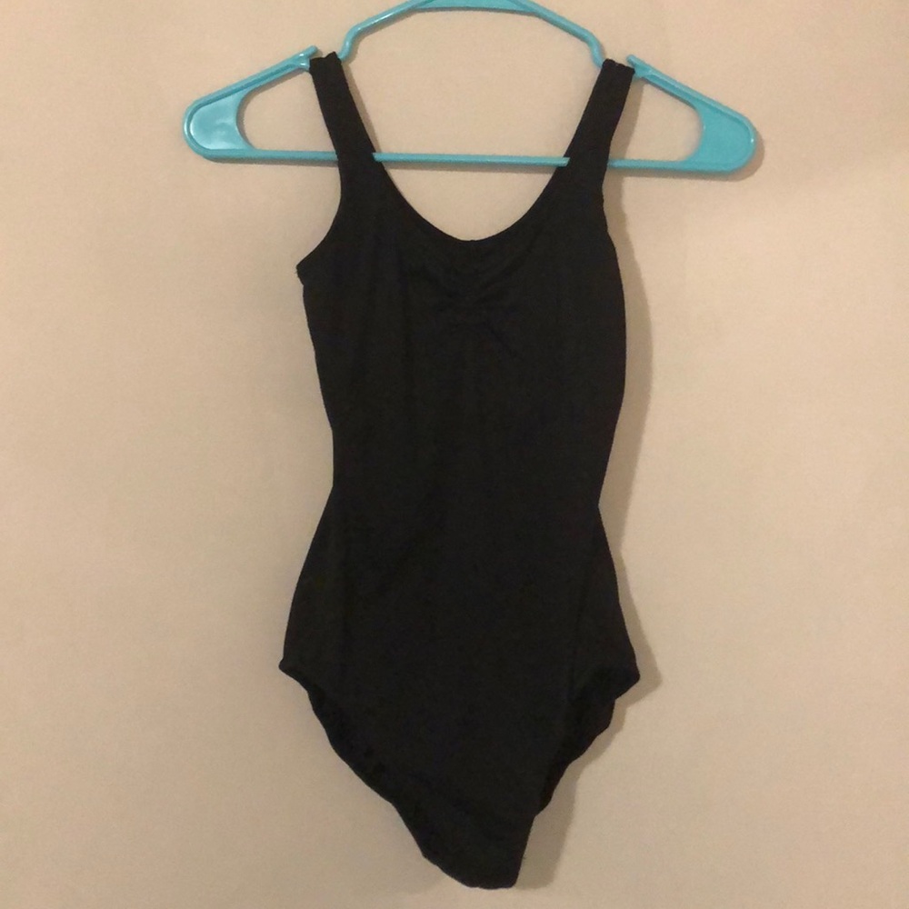 Black, Pinch-Front, Tank Dance Leotard